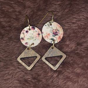 Never worn cork earring with wood detail